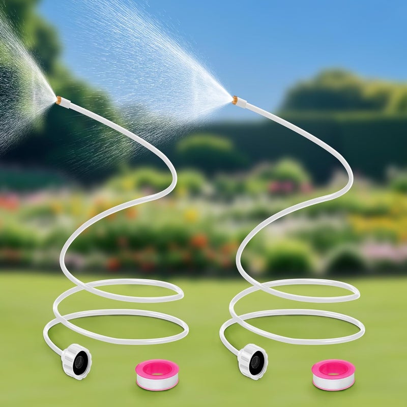 ElectricWise 2 Pack Hose Misters for Outside Patio, 60 Inch Flexible Misting System Cooling Stand Portable Water Mist for Outdoor, Hose Mister for Chicken Coop, Garden, Backyard, Bird Bath-Upgraded Thickened Mist - Image 1